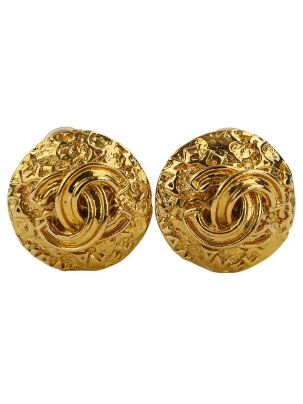 Chanel Vintage CC Logo Clip Earrings Gold